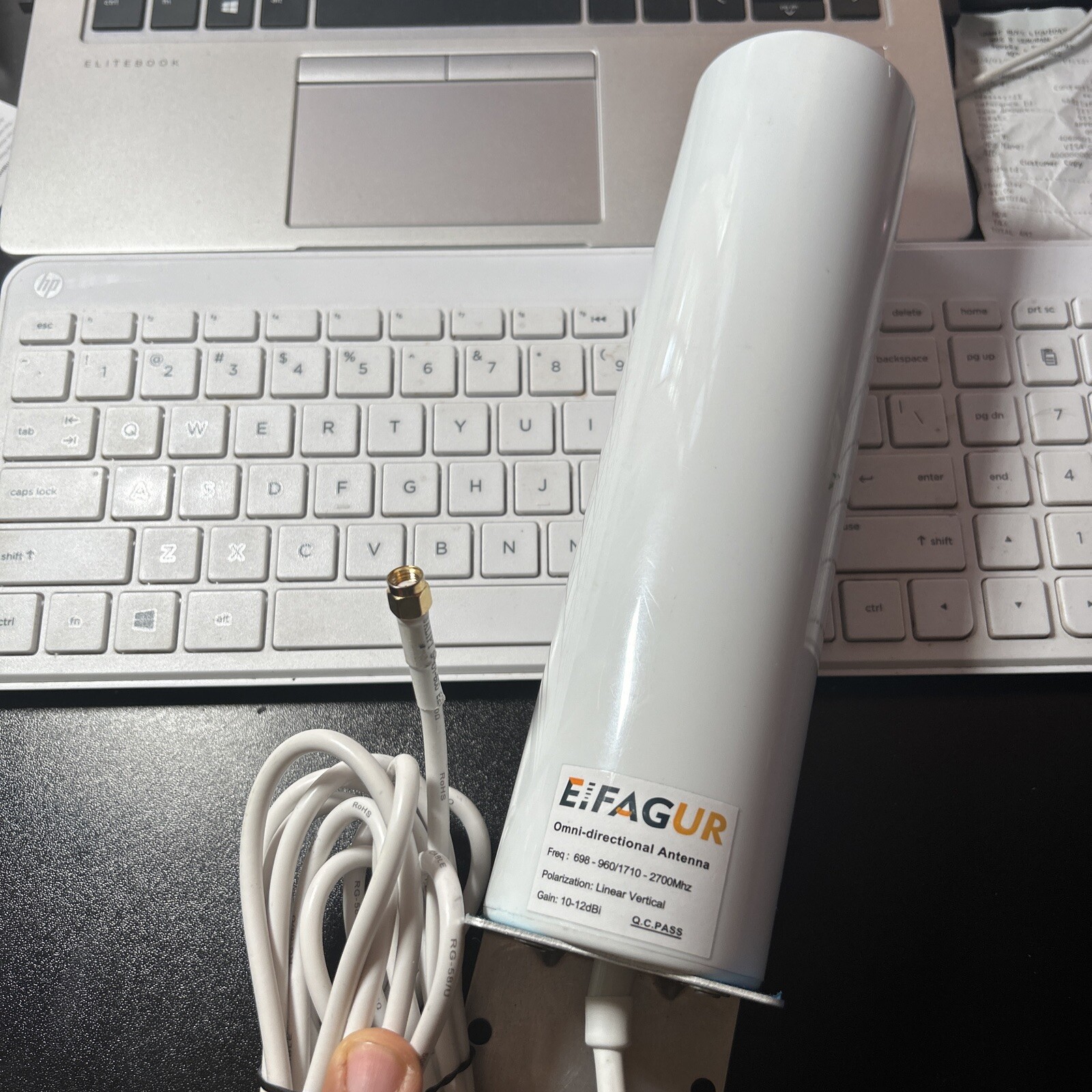 EIFAGUR 10-12dBi Dual SMA Male 698-2700 MHz 3G/4G LTE Omni-Directional