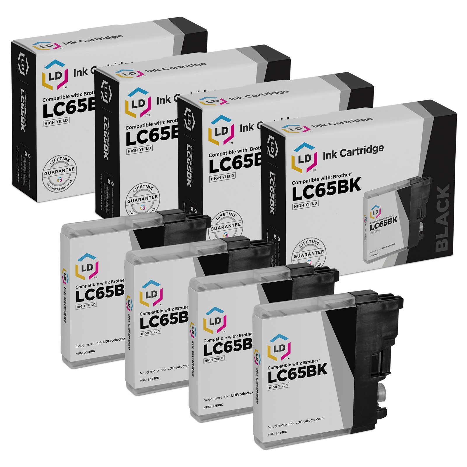 LD  for Brother LC-65 LC65 4pk HY Black MFC 5890CN 5895CW 6490CW 6890CDW