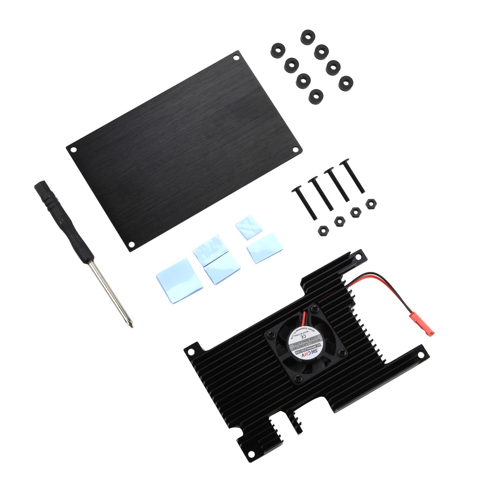 Aluminum Cover+Base+ Passive Cooling Fan+ Silicone Heatsinks For Orange Pi 5 B