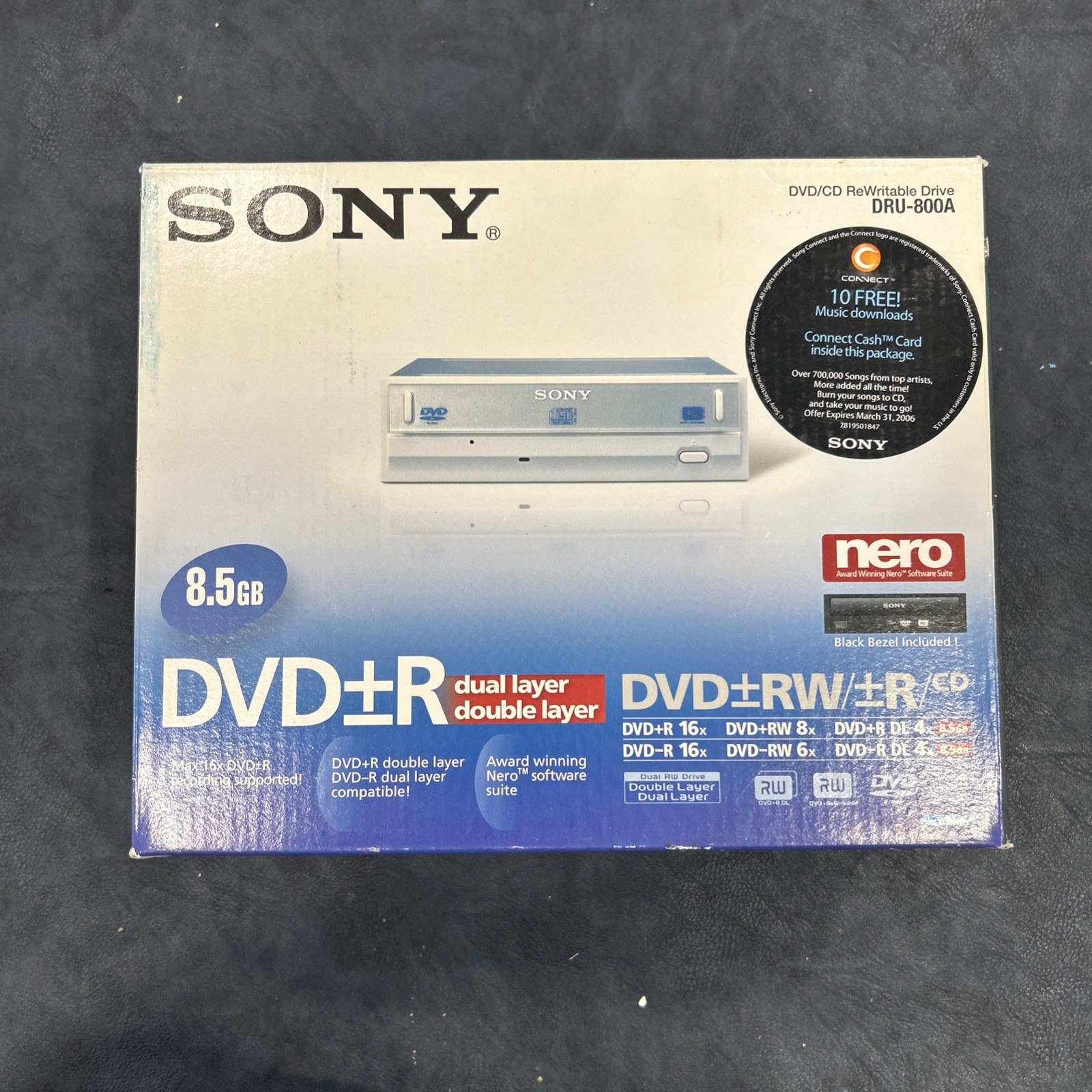 Sony DVD+-R Dual Layer 8.5GB 16X Rewritable DVD/CD Burner DRU-800A New Open Box