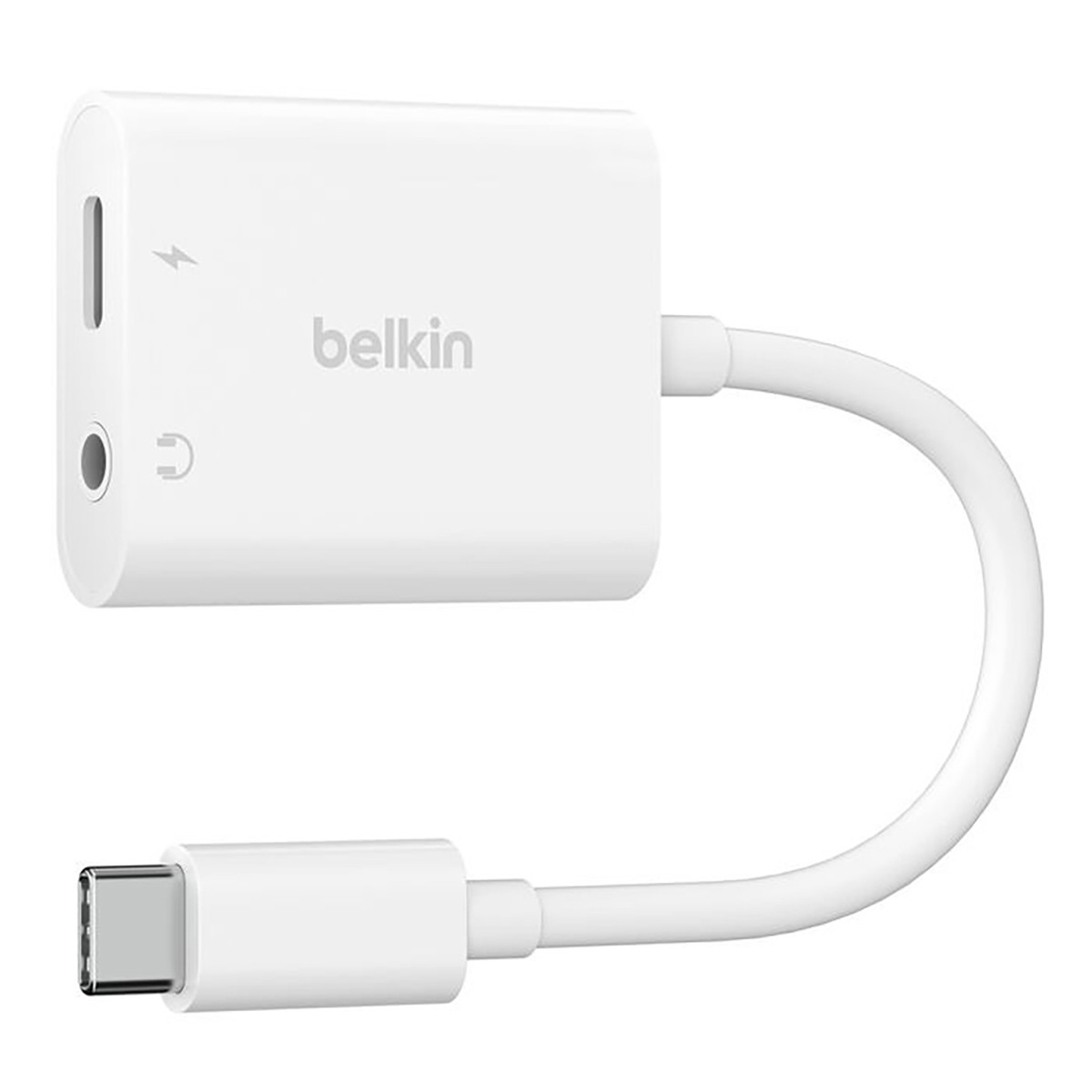 Belkin RockStar 3.5mm to USB-C Charge Adapter with 60W Power Delivery, White