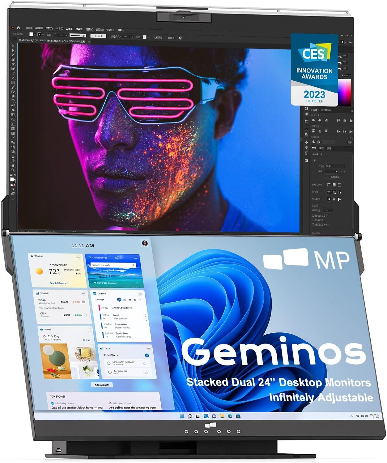 Mobile Pixels Geminos 24" Dual-Stacked Monitor