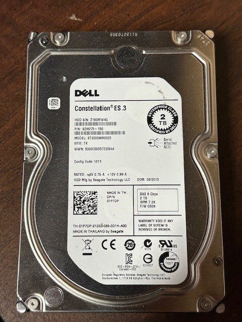 LOT OF  8 Dell Ent 2TB 1P7DP Constellation ES.3 ST2000NM0023 3.5" SAS 6Gbps HDD