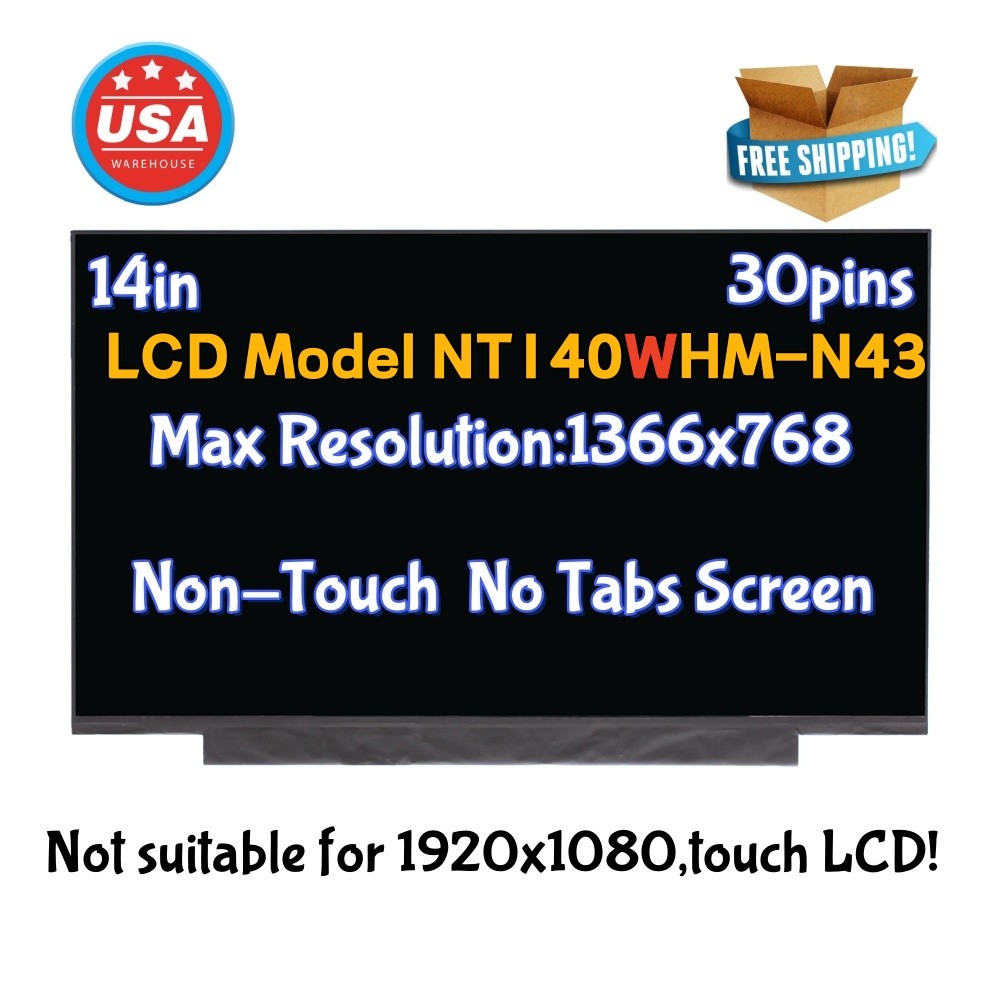 For Lenovo NT140WHM-N43 V8.0 5D10M42866 HD 14.0'' LCD Non-Touch Screen Display