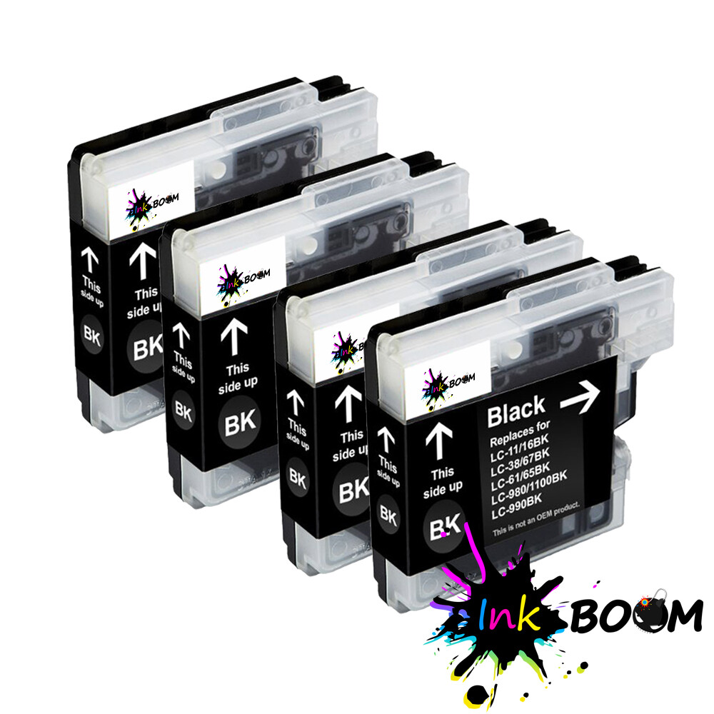 4 Black Ink Cartridge fits Brother LC61 DCP-J125 MFC-J265w MFC-J410w MFC-495CW