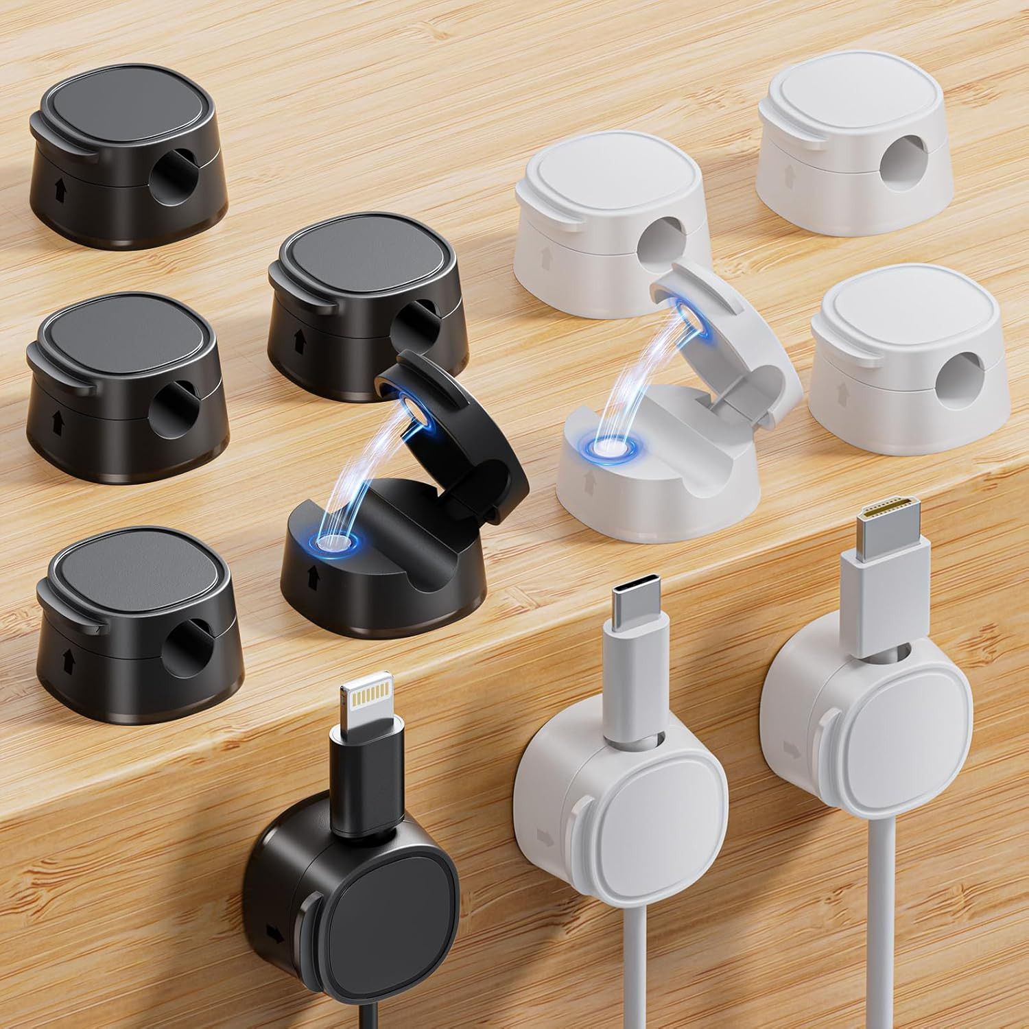 12 Pack Magnetic Cable Clips – Magnetic Cord Organiser for Nightstand, Wall, Car