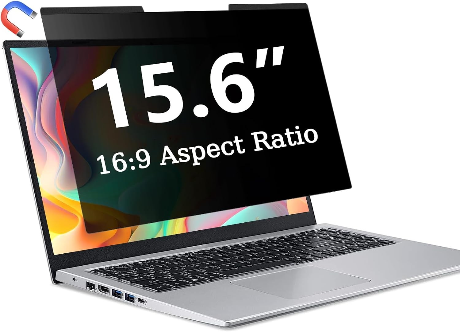 Removable Privacy Filter for 15.6 Inch Laptops, Magnetic Screen 16:9
