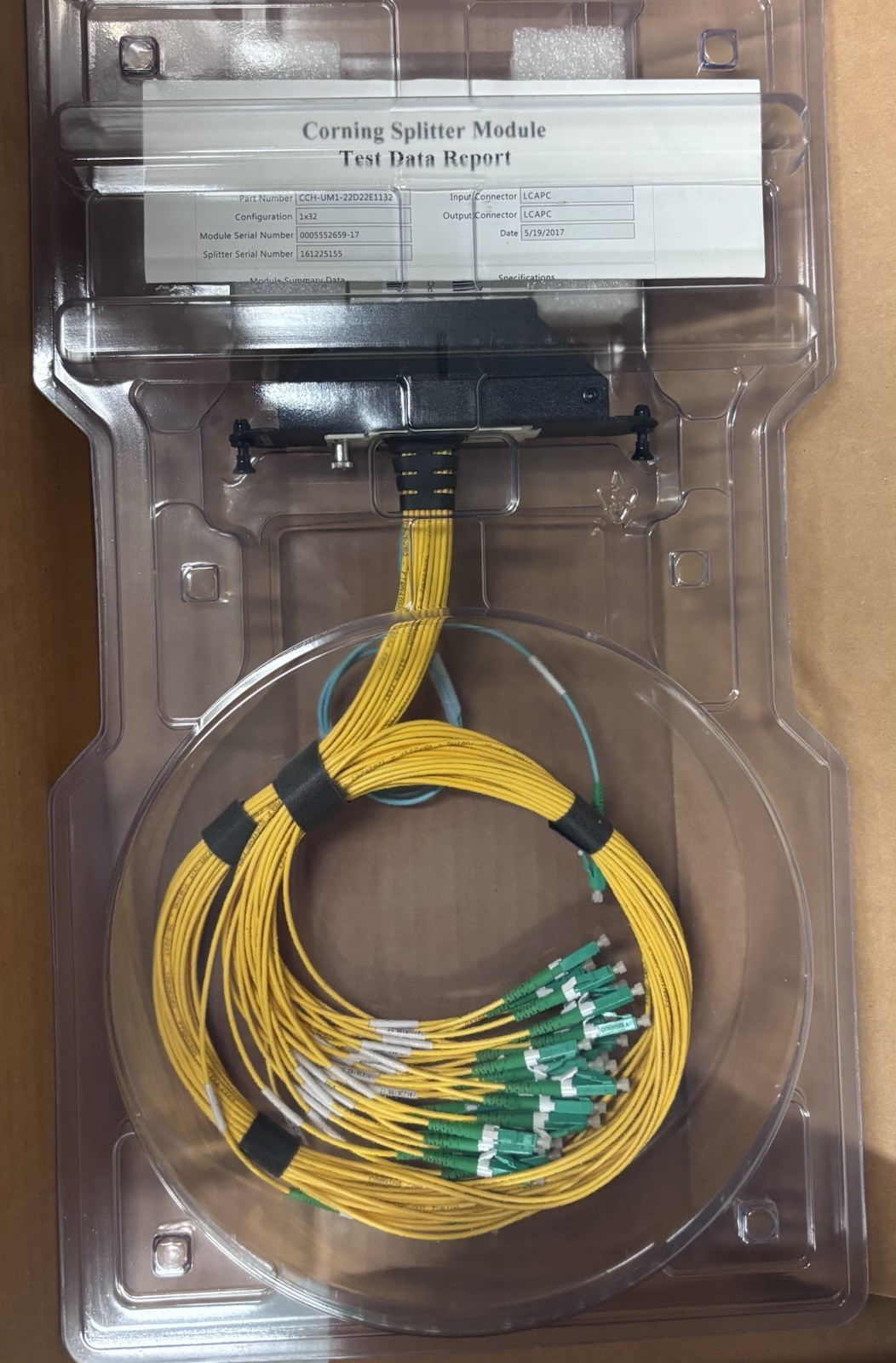 Corning CCH-MOD-UMB Closet Connector Housing Splitter Module Long pigtail