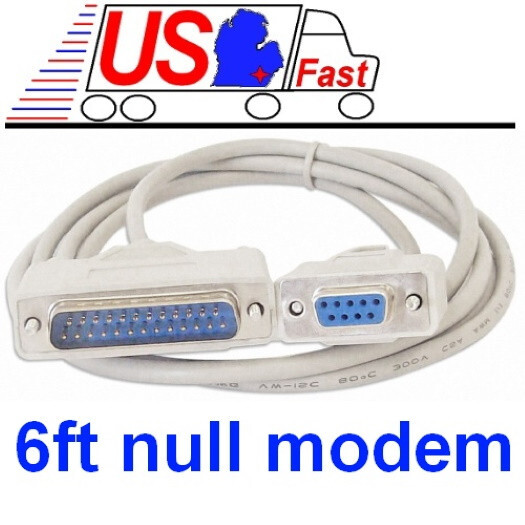 6ft DB9 F/FEMALE~DB25 pin M/MALE Serial Null Modem Data Cable,Nul wired Cord$SHd