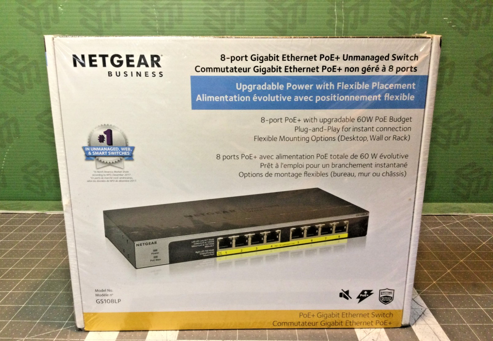 NETGEAR GS108LP 8-Port Gigabit PoE+ Switch 60W Factory Sealed New