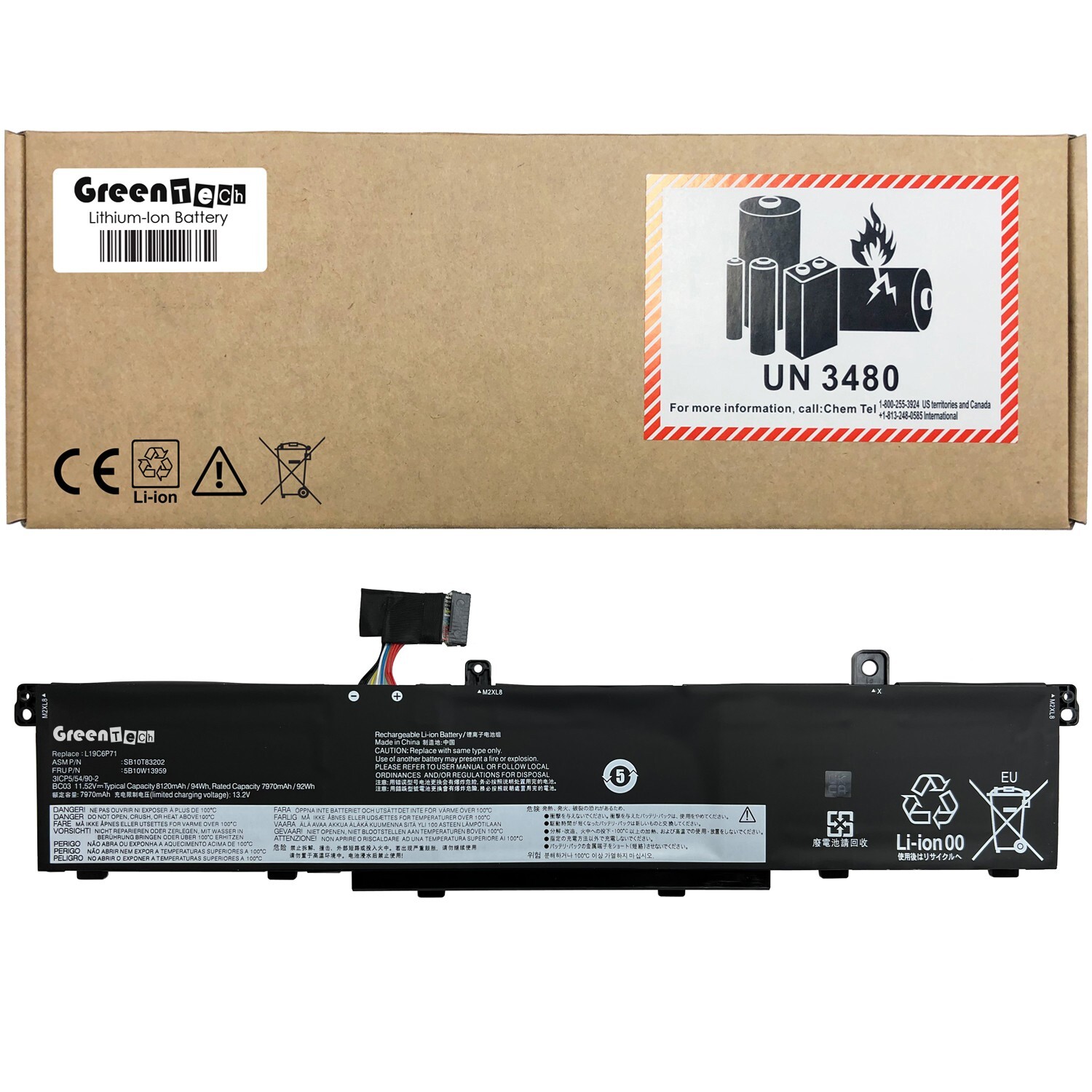GREENTECH L19C6P71 5B10W13958 BATTERY THINKPAD P15 P17 T15G GEN 1 GEN 2 92WHR