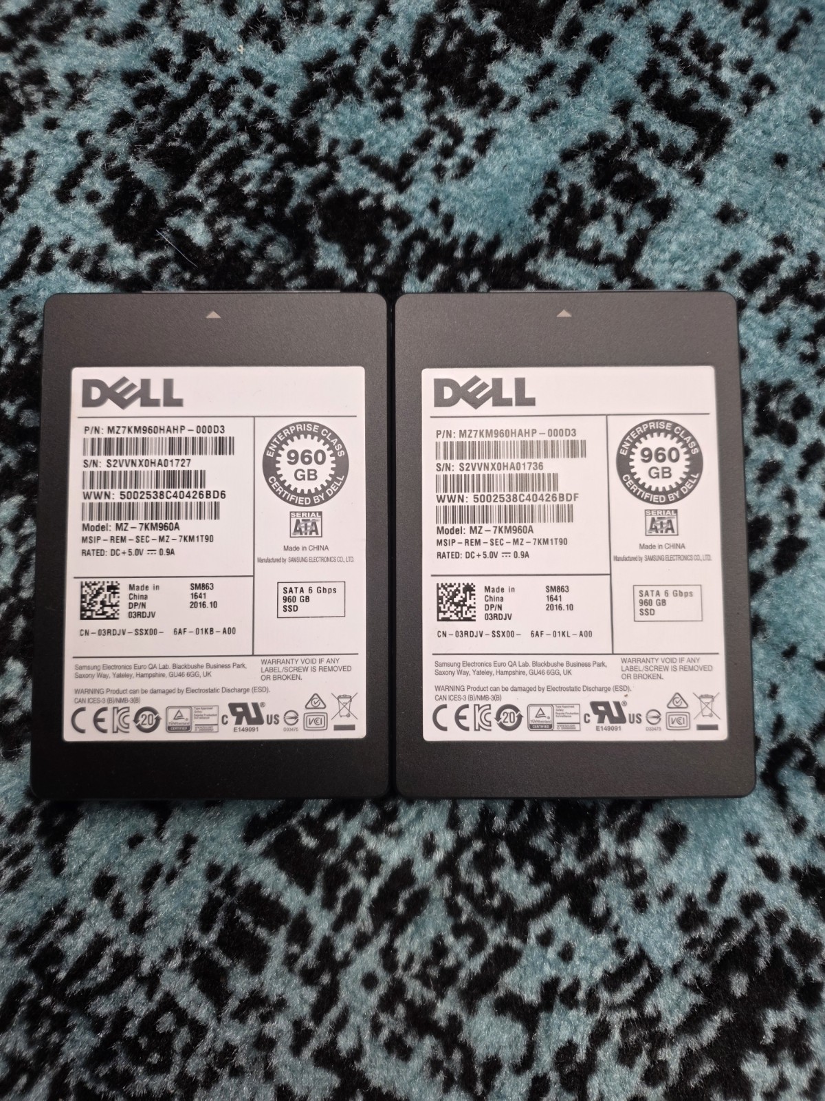 Lot Of 2 Dell 960GB 6Gbps SATA 2.5" SM863a SSD MZ-7KM960HAHP