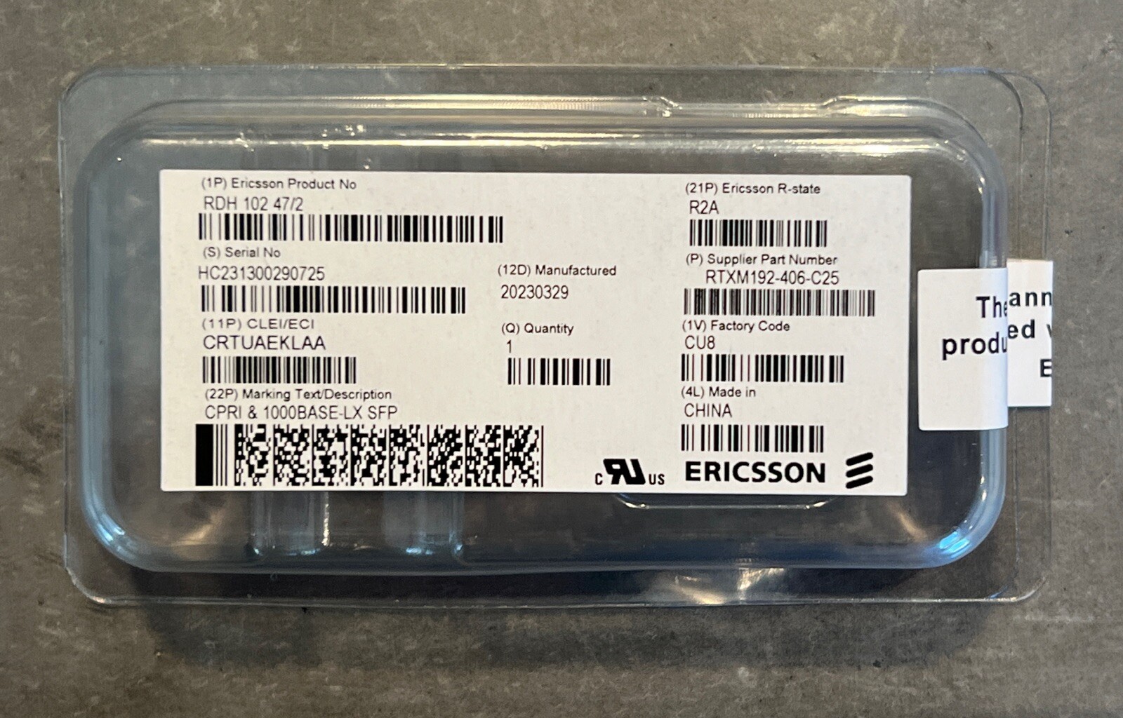 New Ericsson RDH 102 47/2 SFP Fiber Optical Transceiver Module Ericsson SFP Card