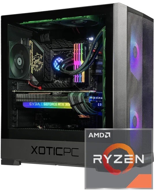 gaming pc xotic amd ryzen 7 pro with geforce RTX 3060 8gb ram 2 cooling fan case