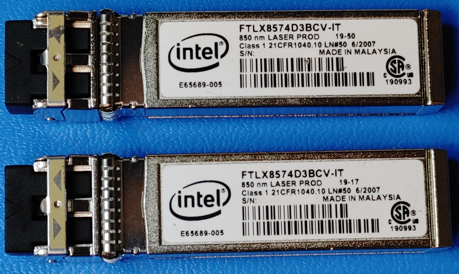 LOT of 12 Intel FTLX8574D3BCV-IT E65689-005 0XYD50 10G SFP+SR 850nm LC Transceiv