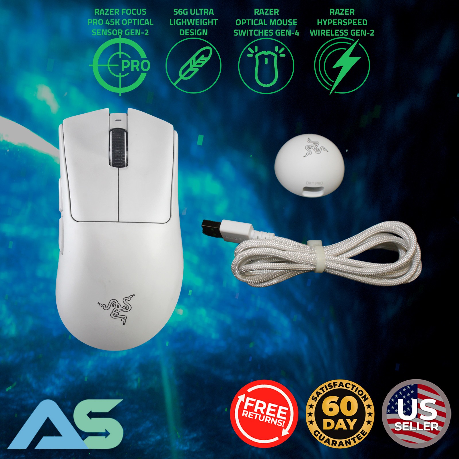 Razer DeathAdder V4 Pro HyperSpeed Gaming Wireless Mouse Gen-4 Optical Switches
