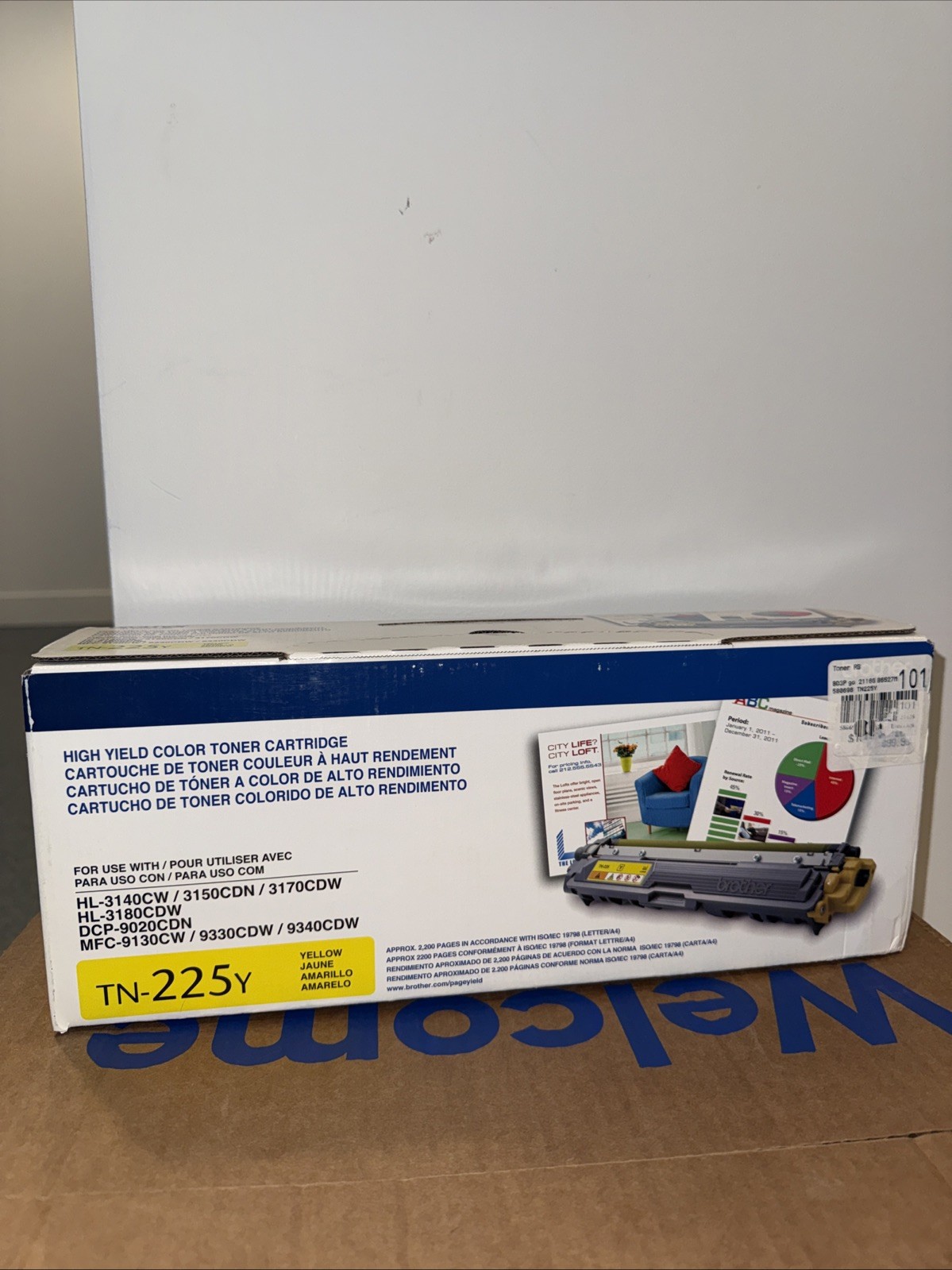 Genuine Brother High Yield Yellow Laser Cartridge TN225Y Sealed