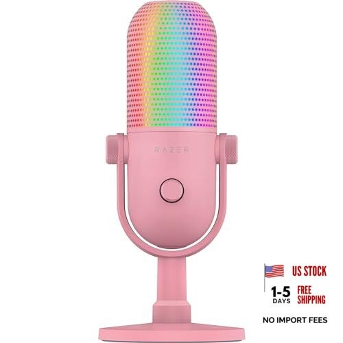 Seiren V3 Chroma RGB USB Microphone: Stream & Game Reactive Quartz Pink