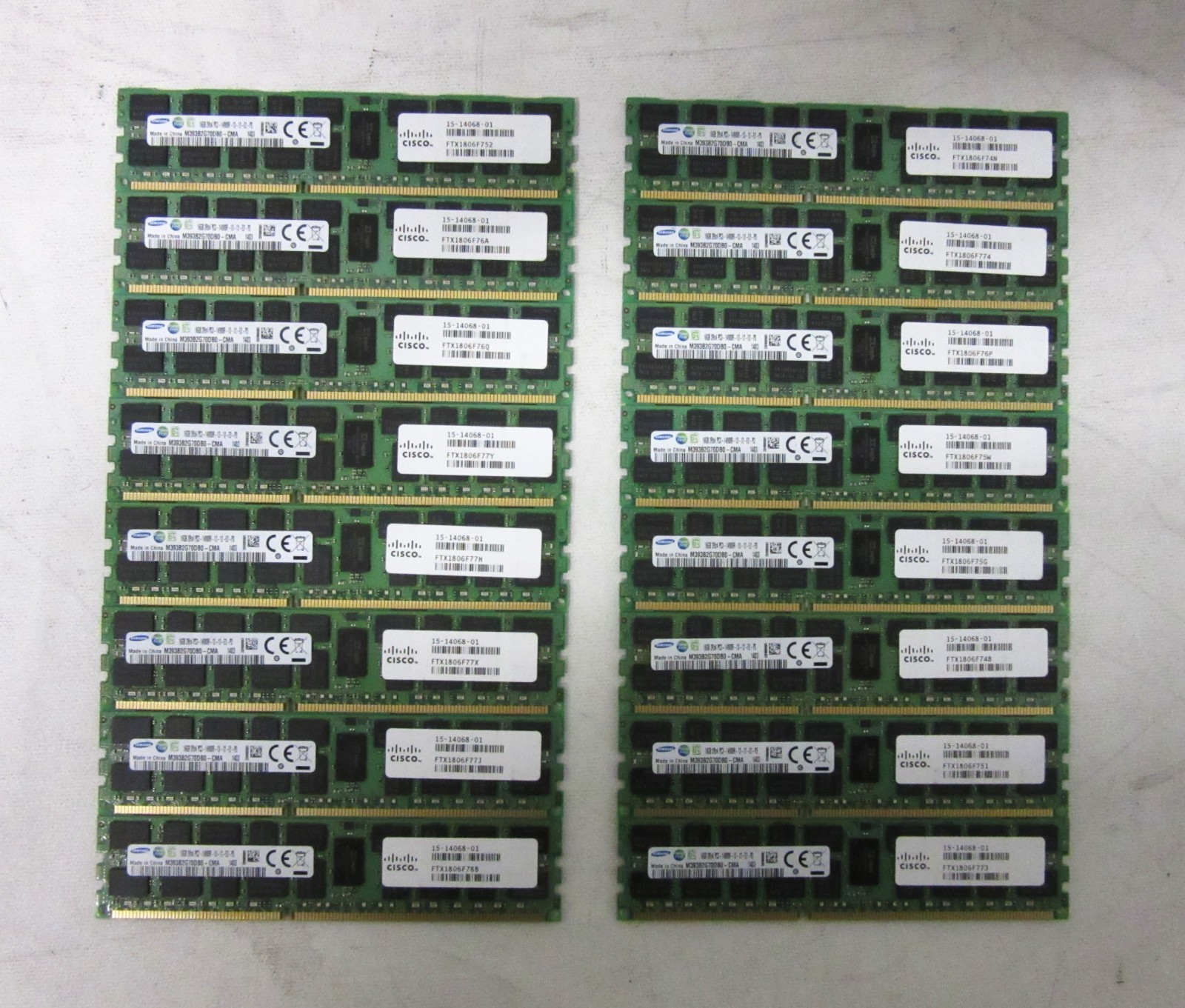 16x 16GB Samsung PC3 ECC 2Rx4 14900R -256GB SERVER RAM- M393B2G70DB0-CMA