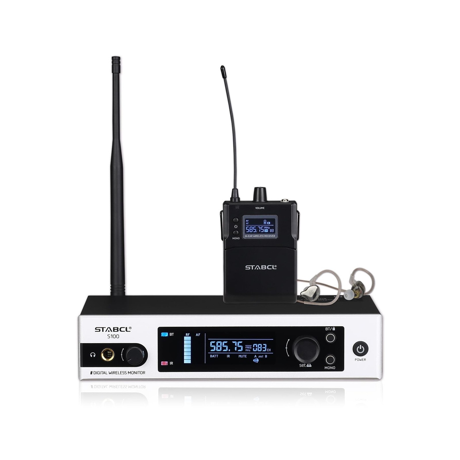 Professional UHF Wireless in Ear Monitor System with Bluetooth, Stereo/Mono W...
