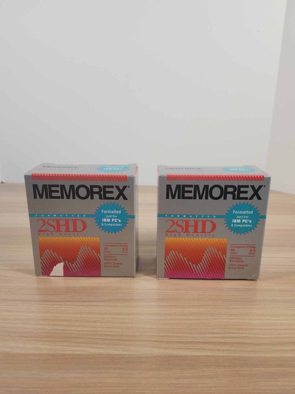 1993 MEMOREX 2SHD HIGH DENSITY 3.5" Floppy Disk Pack of 10 Lot of 2 Open Box New