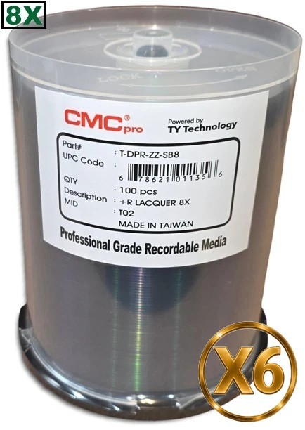 600-Pak CMC Pro 8X Shiny-Silver Top 4.7GB DVD+R's in Cakebox
