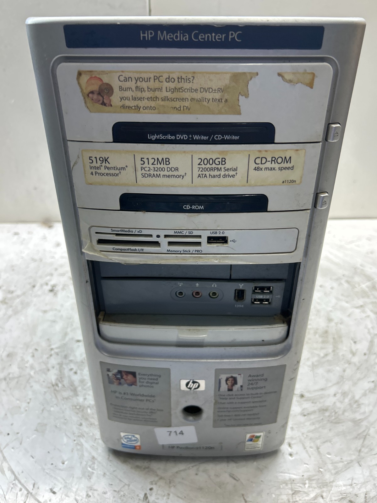 HP Pavilion a1120n Intel Pentium 4 3.06GHz 512MB NO HDD