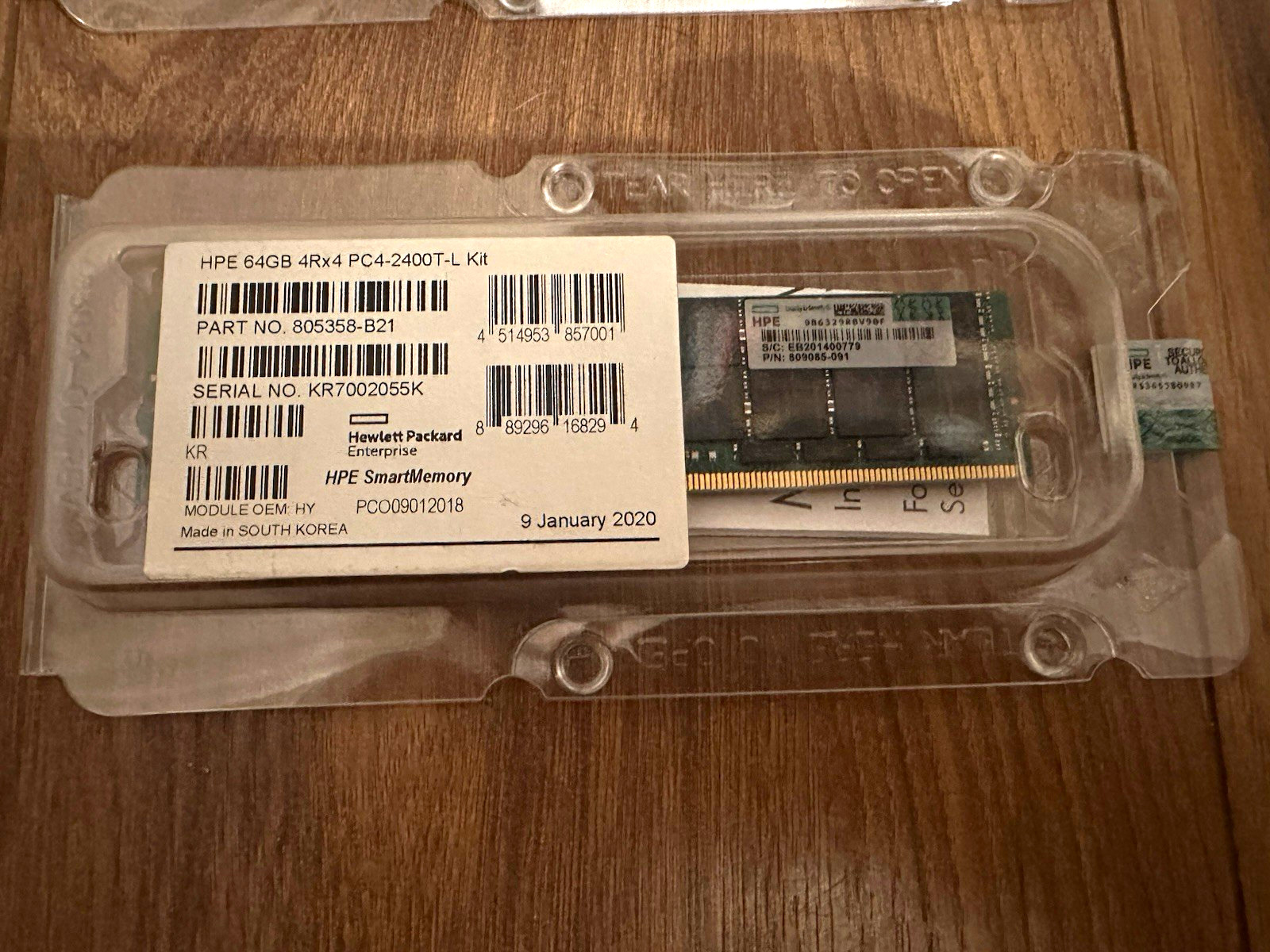 HPE 64GB DDR4-2400 LRDIMM ECC 4Rx4 PC4-2400T-L 805358-B21 819413-001 NEW