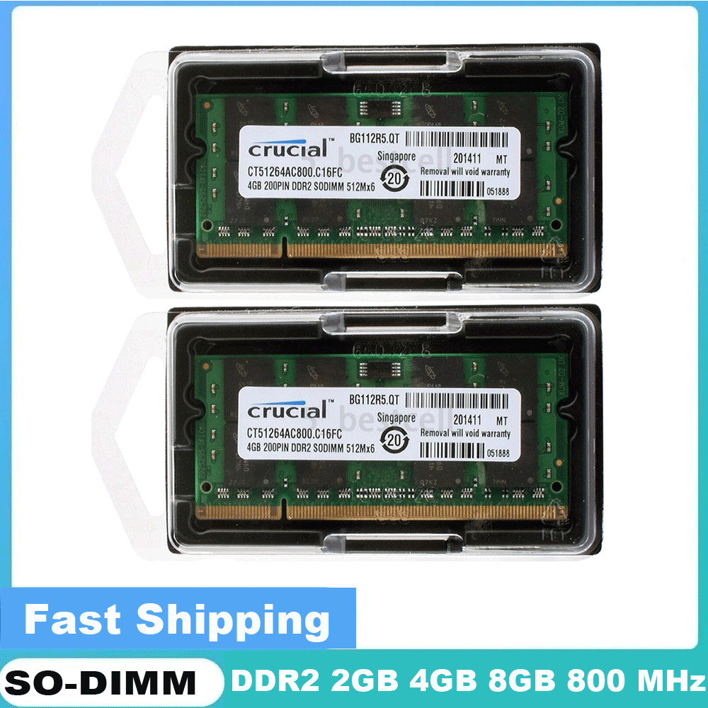DDR2 2GB 4GB 8GB(2^4GB) PC2-6400 667MHz 800 MHz PC2-5300 Laptop SO-DIMM RAM lot