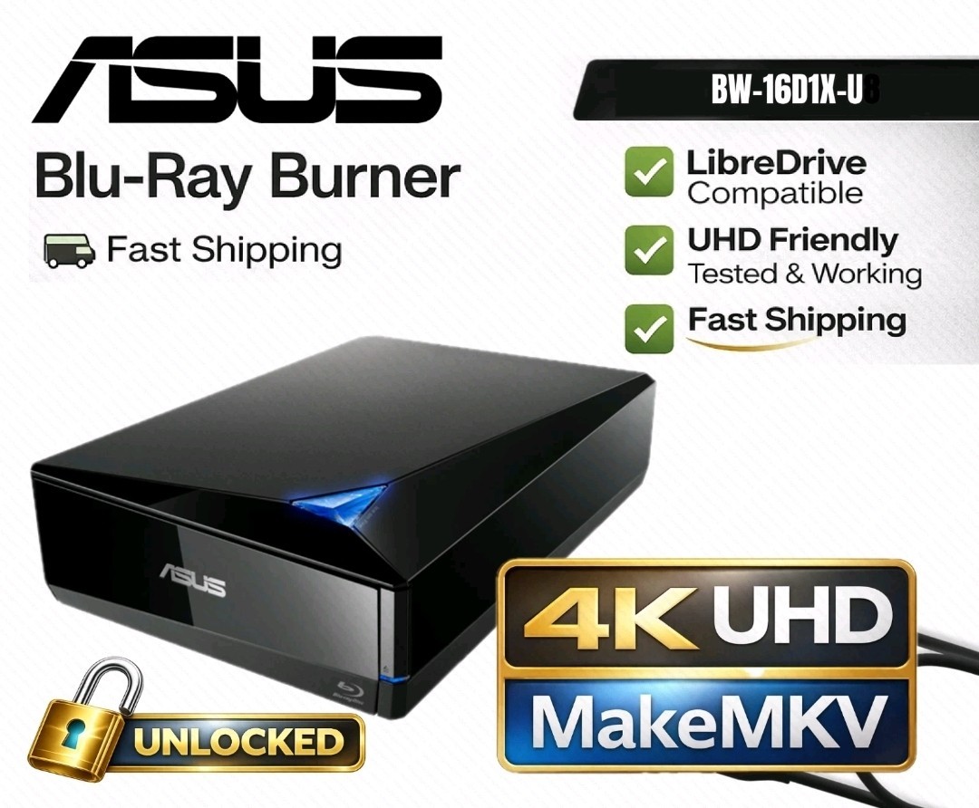 ASUS BW-16D1X-U 4K UHD READY Desktop Blu-Ray Burner Writer Recorder Modded