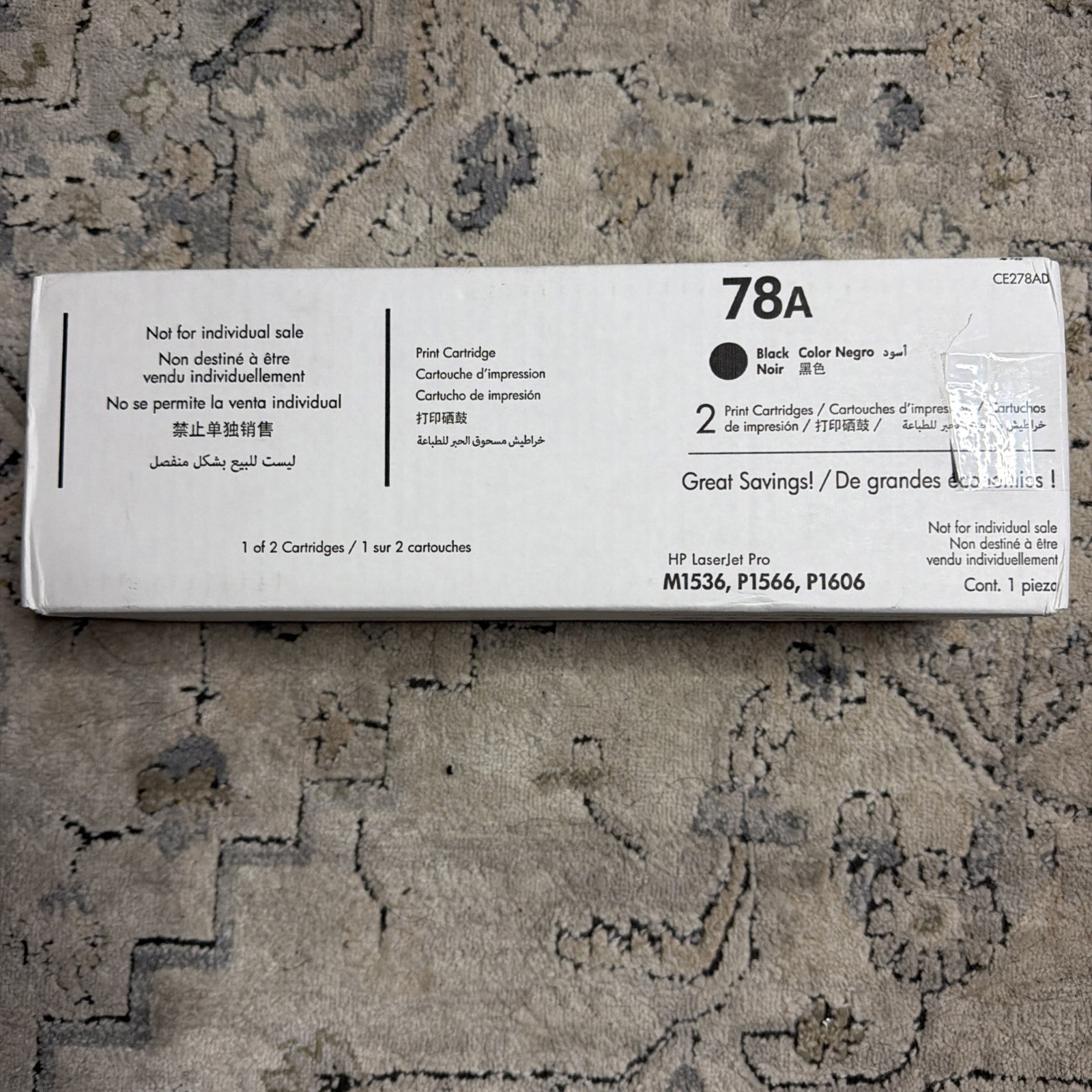 HP CE278AD 78A  GENUINE BLACK TONER CARTRIDGE 78A CE278AD