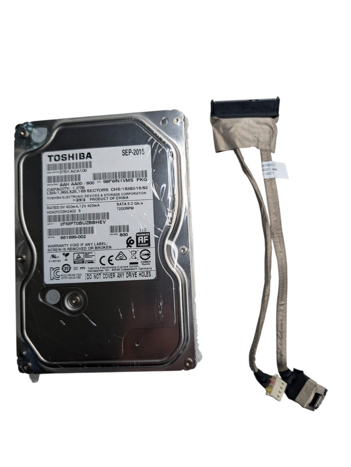 Toshiba 1TB 3.5" SATA III 7200RPM Internal HDD DT01ACA100 w/ Cable Tested
