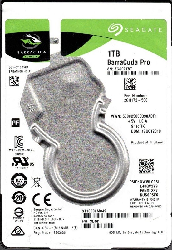 ST1000LM049 P/N: 2GH172-500 F/W: SDM1 TK ZGS 1TB