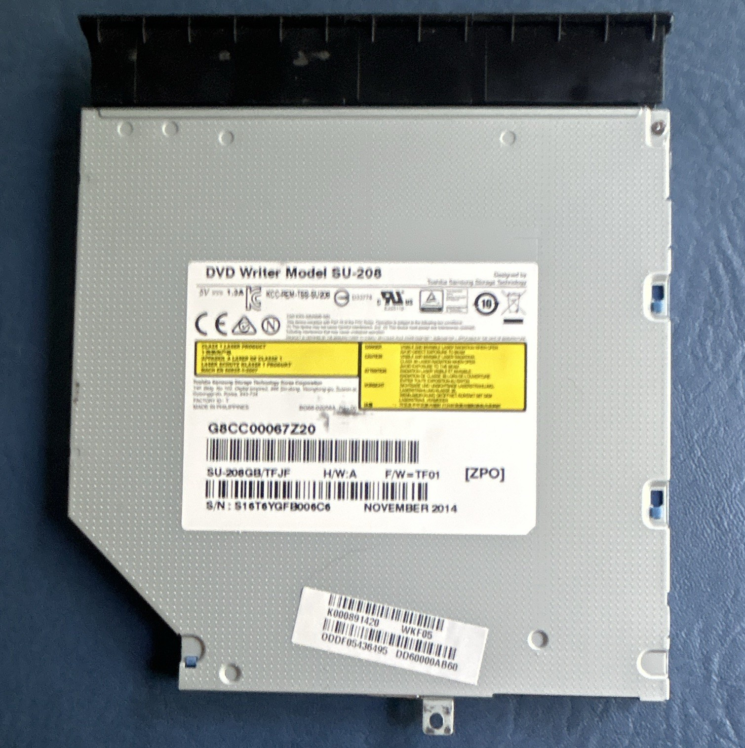 Samsung SU-208 SATA Internal Laptop DVD Writer 8x 24x Silver/Black