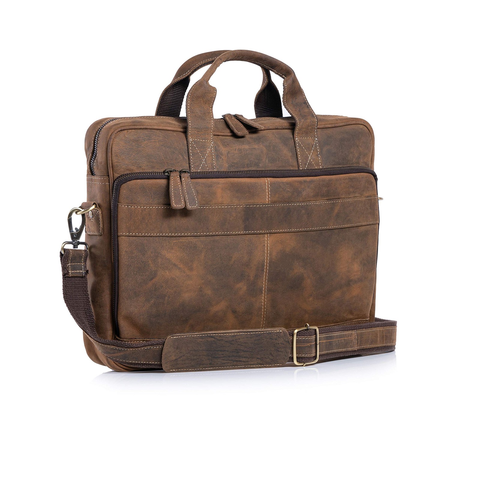 New KomalC Leather briefcase 16 inch Laptop Messenger Bag for Men and Women Best