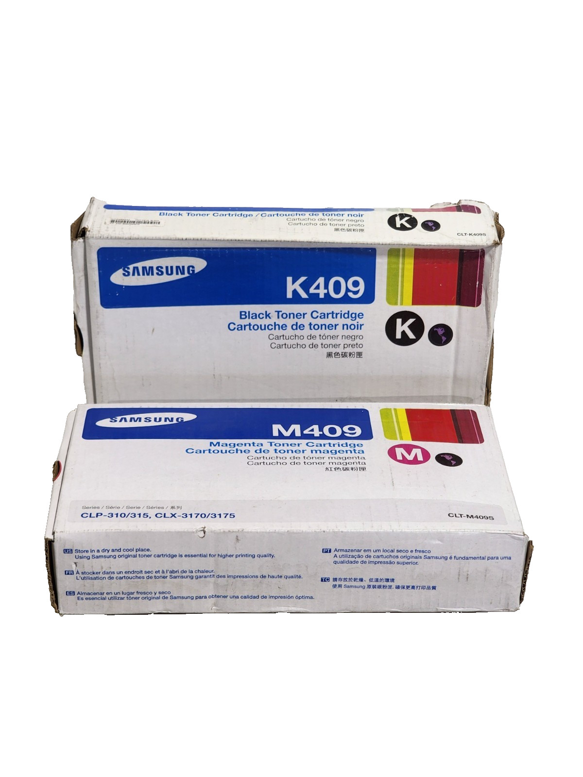 Genuine Samsung M409 & K409  Toner Cartridge Magenta Black  LOT OF-2 NEW.