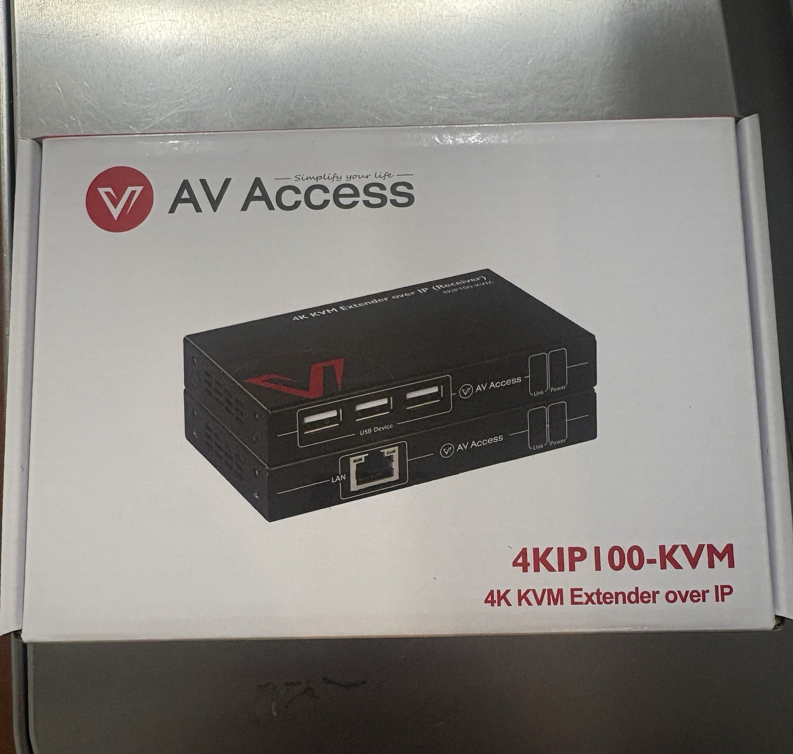 AV Access 4KIP100-KVM 4K KVM Extender over IP USB LAN Powered Black