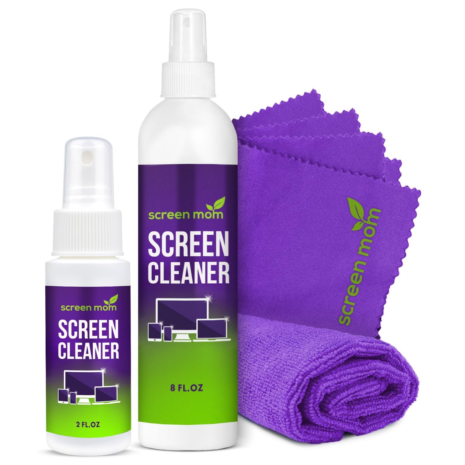 Screen Cleaner Spray and 4 Microfiber Cloths Bundle 8oz & 2oz, by , Eyeglasse...