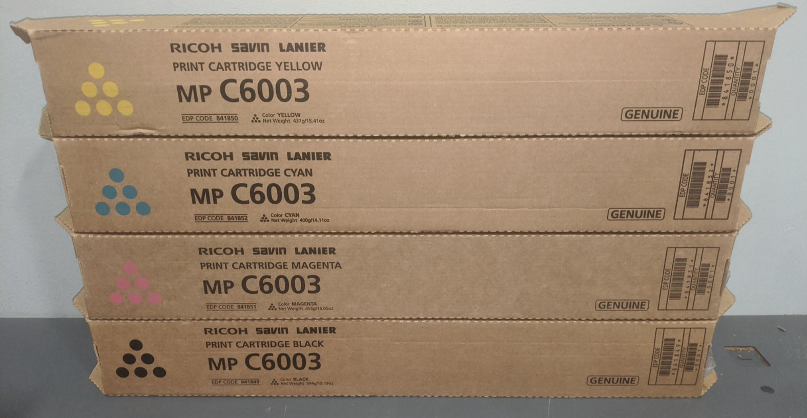 Ricoh Genuine Toner Set MP C6003 - CMYK 841849 841850 841851 841852