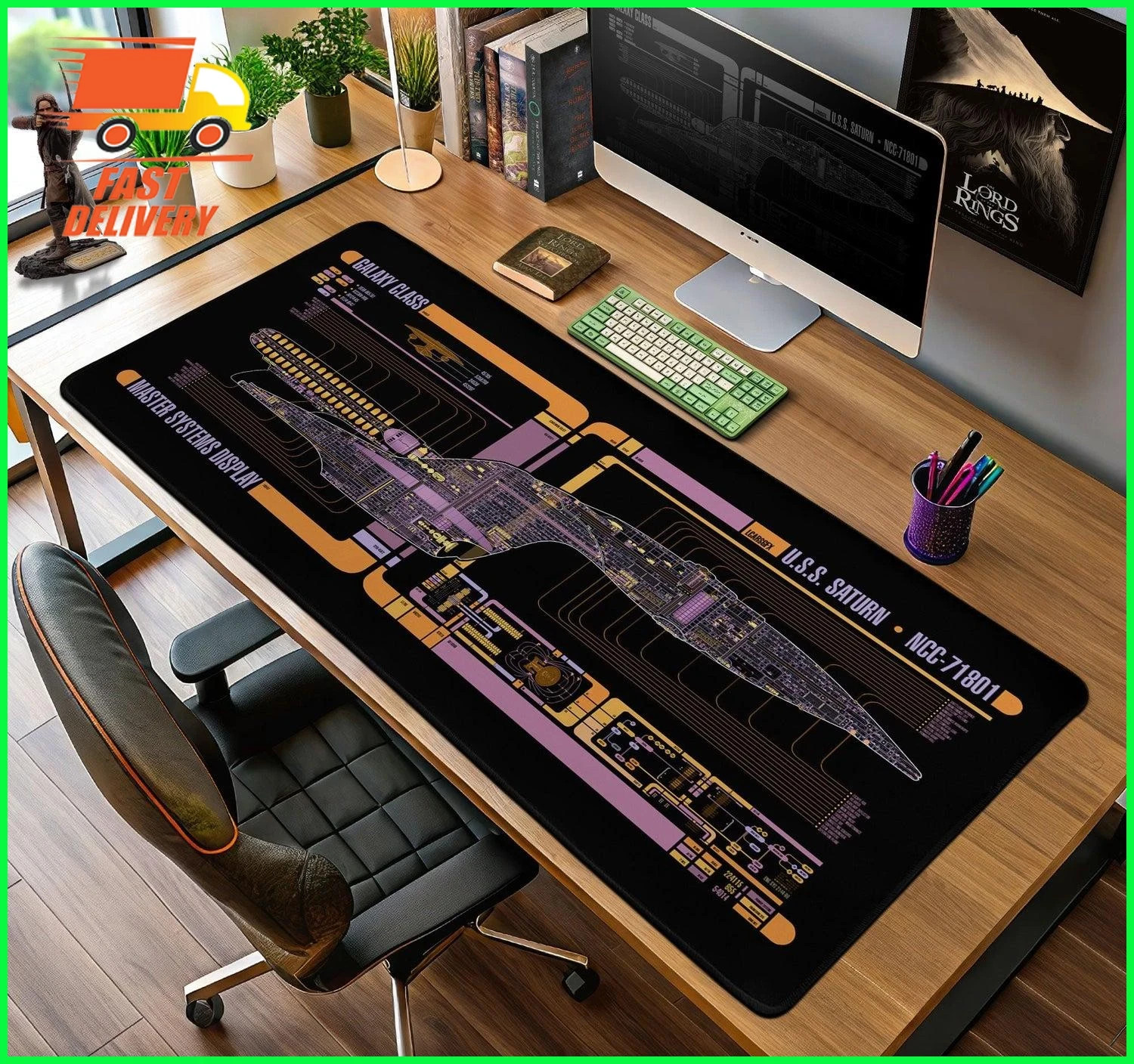 Star Trek Saturn Mouse Pad, Galaxy Class LCARS Gaming Mouse Pad Desk Accessories