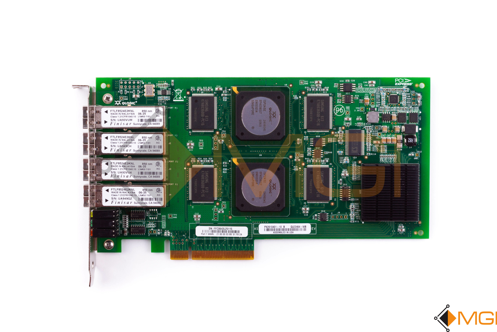 QLOGIC 4GB 4PORTS QUAD PCIEXPRESS x8 W/ TRANCEIVERS ADAPTER HIGH PROFILE QLE2464