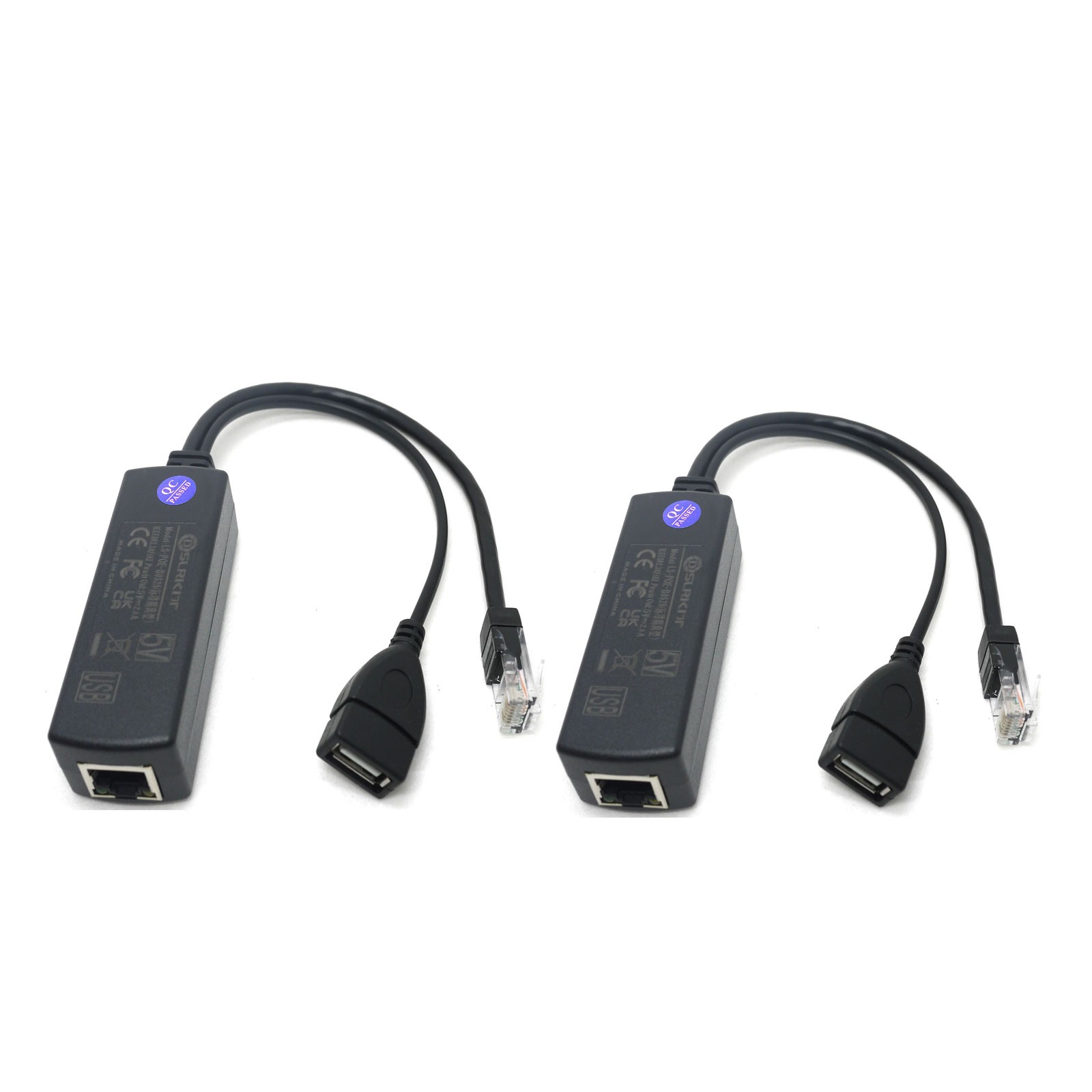 2pcs 48V to 5V 2.4A USB Active PoE Splitter for IP Camera Raspberry Pi 4/3B+ 