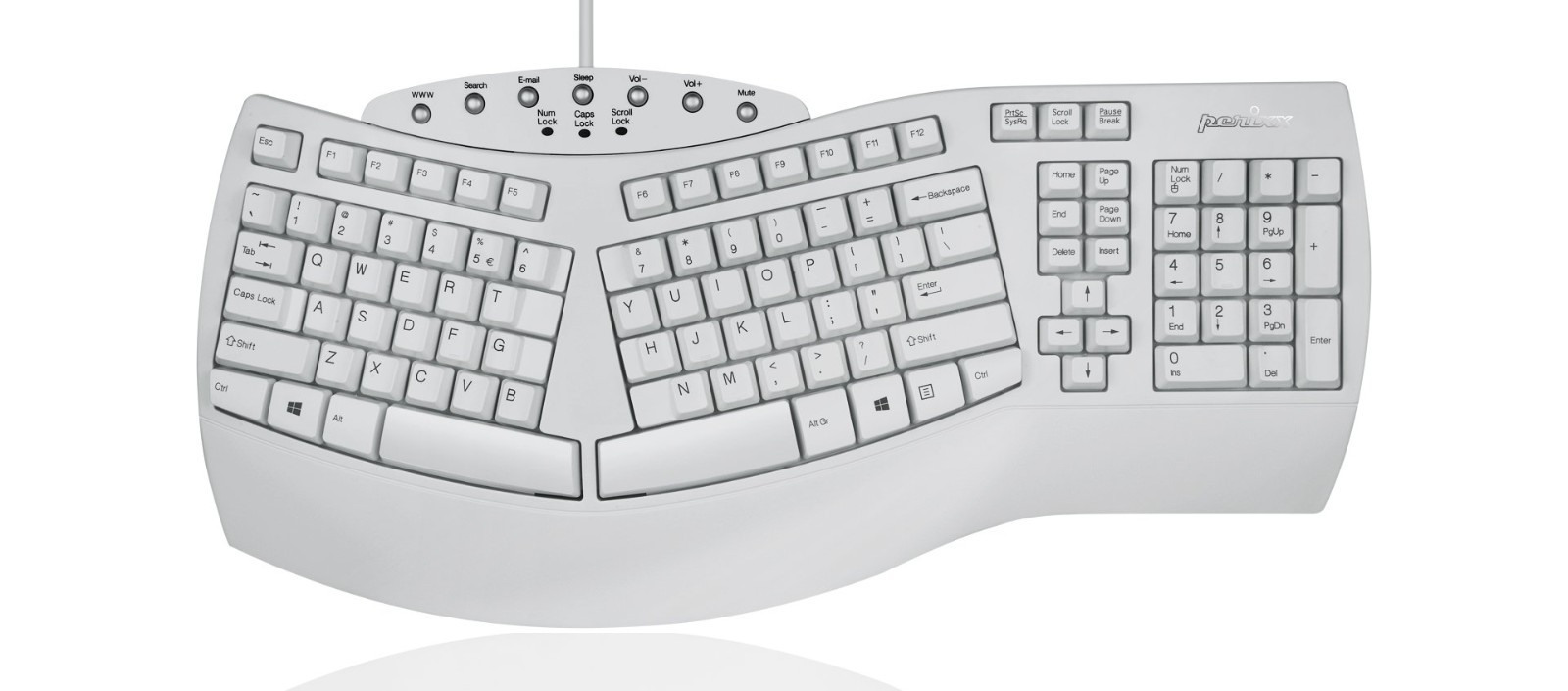 *New*Perixx PERIBOARD-512 Wired Full-Size Ergonomic Natural Split Keyboard White