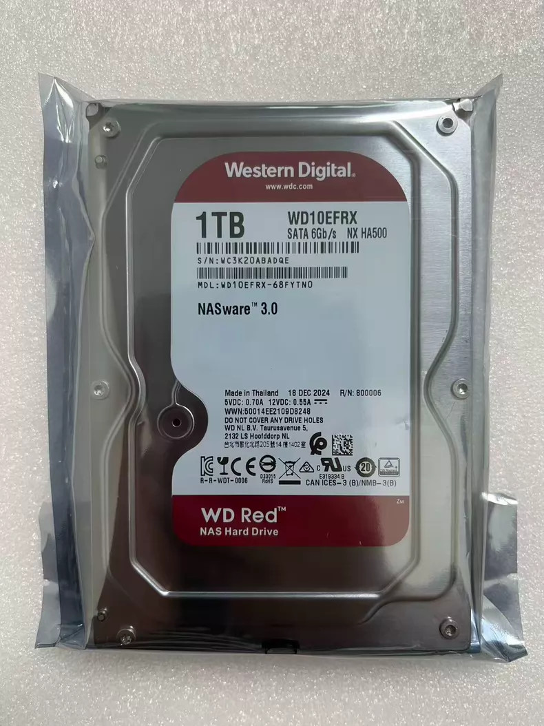 Western Digital Red 1TB WD10EFRX NASware 3.0 64MB SATA 6Gb/s 3.5 inch Hard Drive