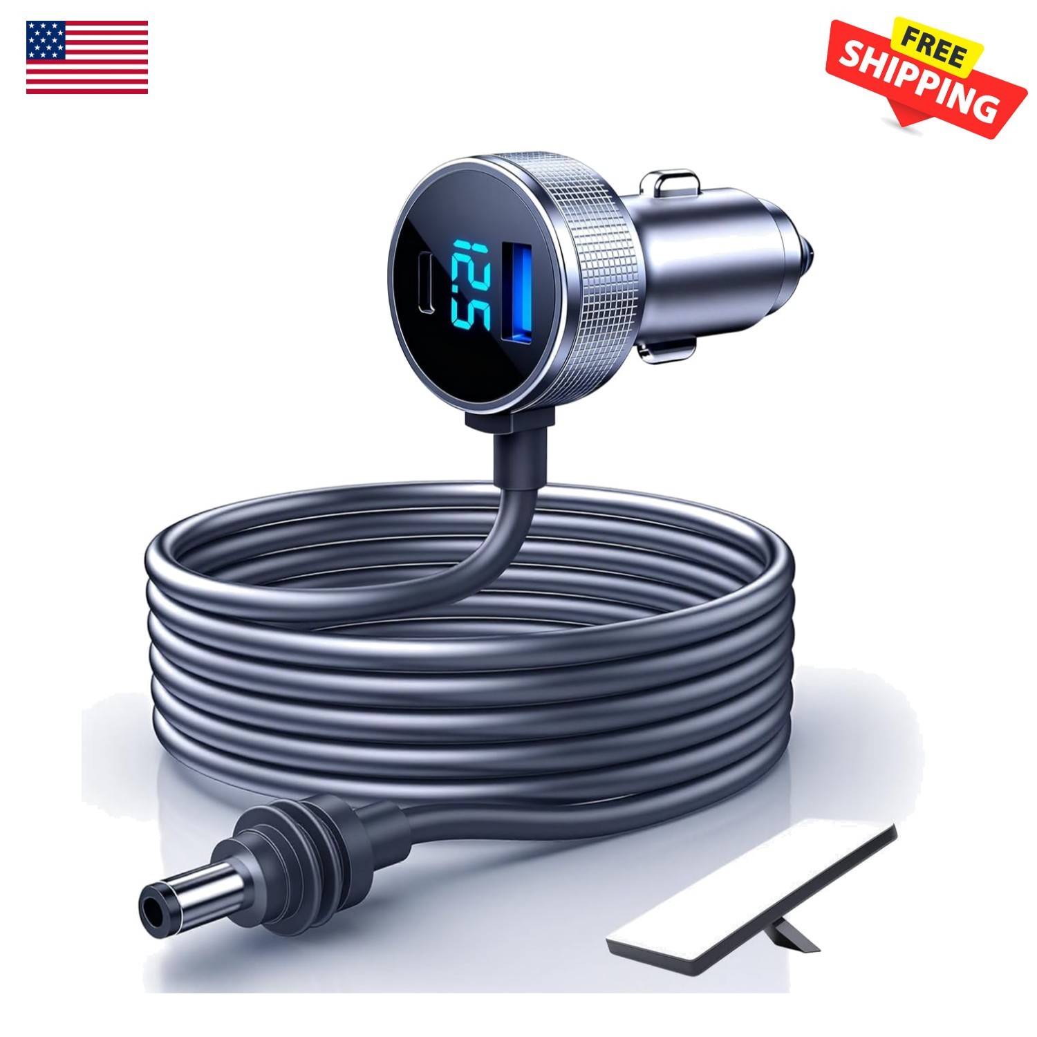 Compact Starlink Mini Adapter - Fast Charging & Voltage Display with 16.4FT Cord