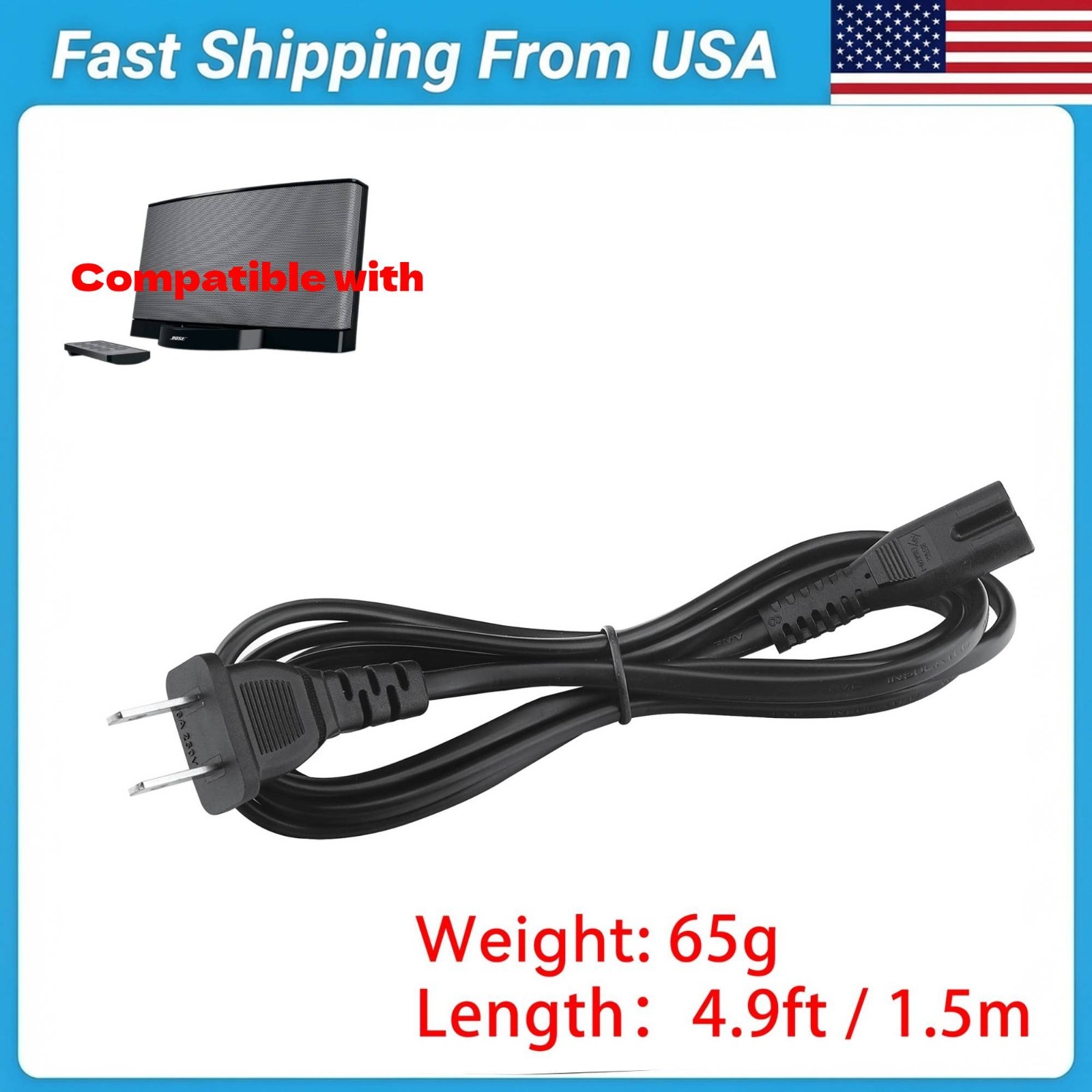  AC POWER CABLE Cord for BOSE SOUNDDOCK SERIES 2 3 II III SPEAKER DOCK ADAPTER