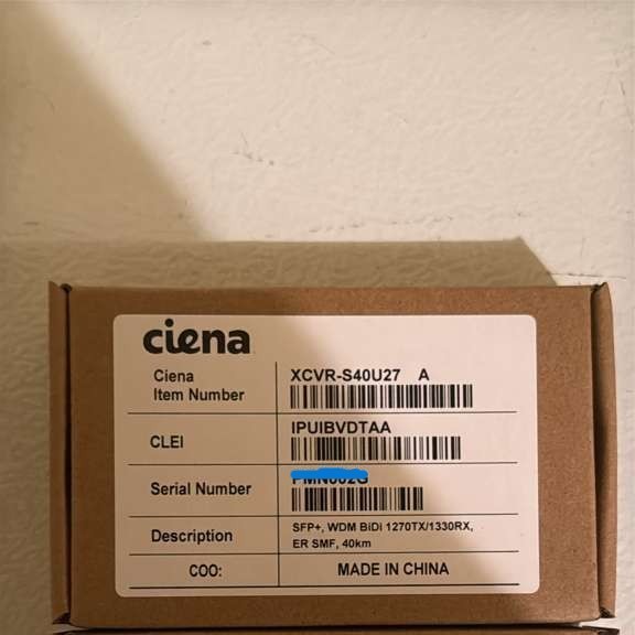 New Ciena XCVR-S40U27 SFP+ 10GBE Bidi 40km 1270nm SMF Transceiver Module