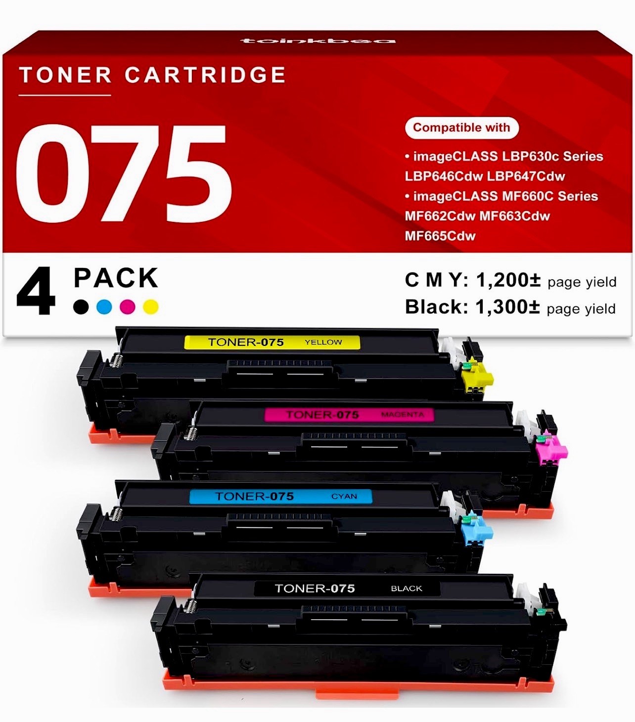 075 Compatible Laser Toner Cartridge 4-Pack for Canon LBP640C MF660C