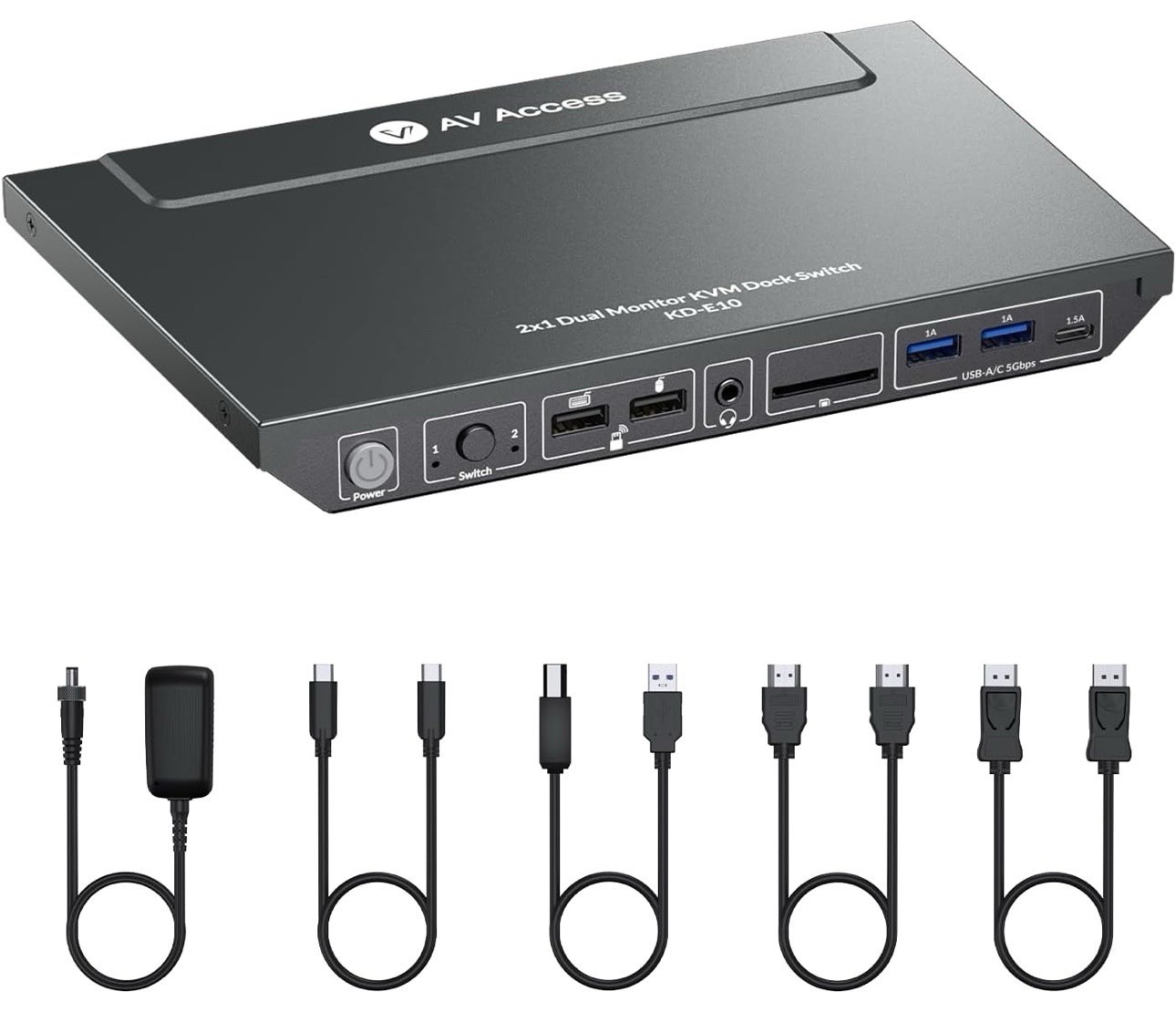 AV Access KD-E10 KVM Switch 2 Monitors 2 Computers, Laptop & Desktop