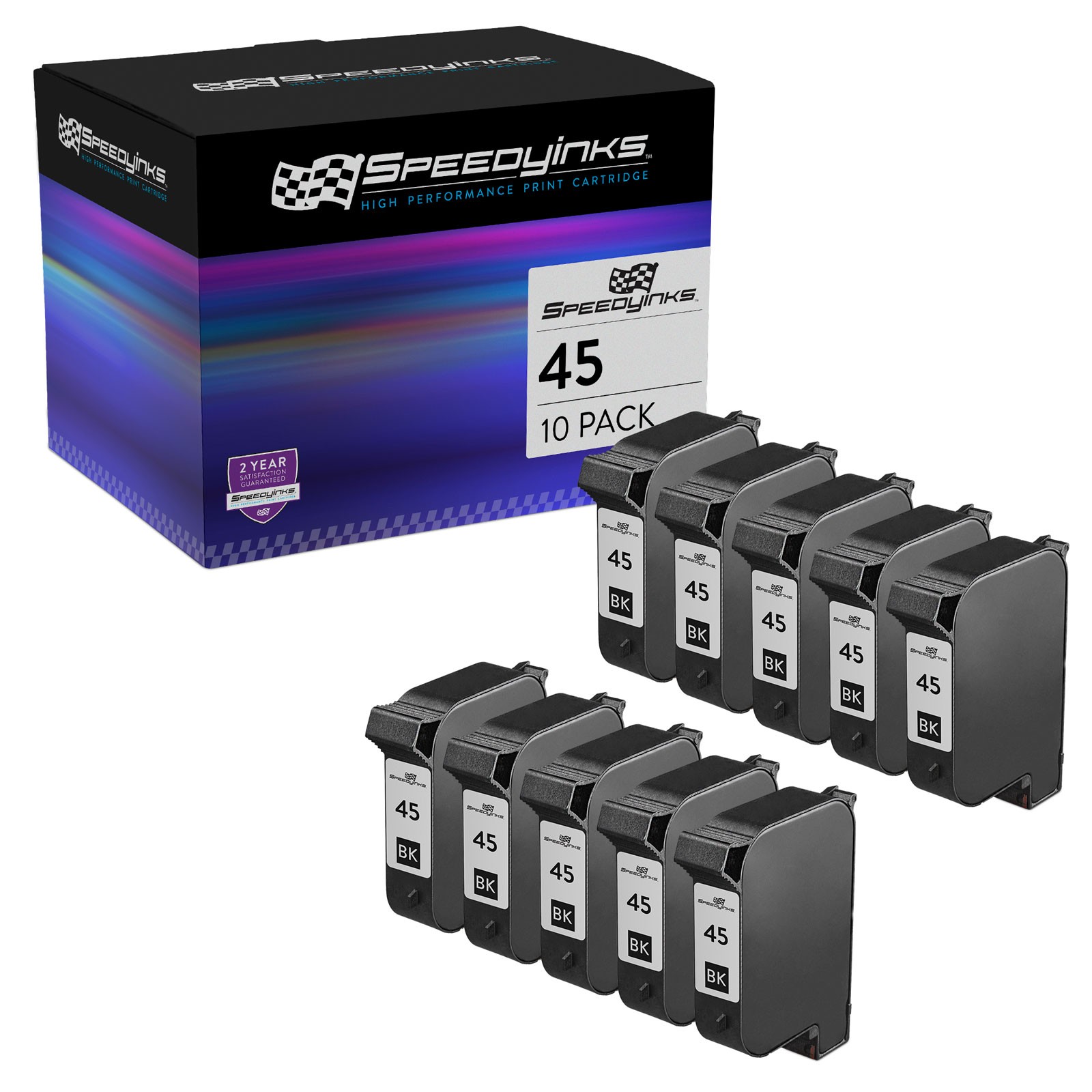 10PK Reman #45 BLACK for 51645A Ink Cartridge 995ck 995 1100 1100C 9300